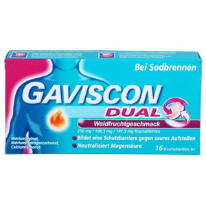 GAVISCON DUAL Waldfruchtgeschmack - Bei Sodbrennen 16 St Kautabletten Produktbild