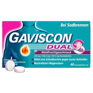 GAVISCON DUAL Waldfruchtgeschmack - Bei Sodbrennen 48 St Kautabletten Produktbild