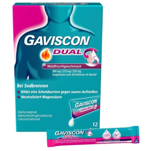 GAVISCON DUAL Waldfruchtgeschmack - Bei Sodbrennen 12X10 ml Suspension zum Einnehmen Produktbild