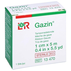 MULLBINDEN z.Tamponade steril 1 cmx5 m Produktbild