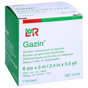 GAZIN Verbandmull 6 cmx5 m 4fach gerollt Produktbild