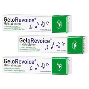 Gelorevoice Halstabletten Cassis-Menthol bei Heiserkeit & Stimmverlust, 3x20 St Lutschtabletten Produktbild