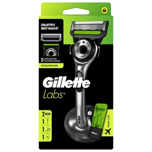 Gillette Labs&nbsp;Rakhyvel&nbsp;med&nbsp;Exfoliating&nbsp;Bar, 2&nbsp;rakblad,&nbsp;magnetiskt&nbsp;ställ &&nbsp;resefodral produkt bild