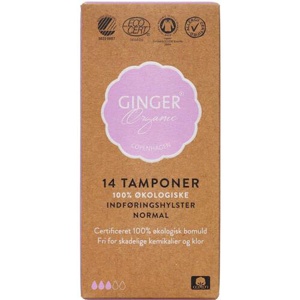 GingerOrganic Tampon m. indføringshylster, Normal 14 stk. produktbillede