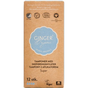 GingerOrganic Tampon med indføringshylster Super 14 stk. produktbillede