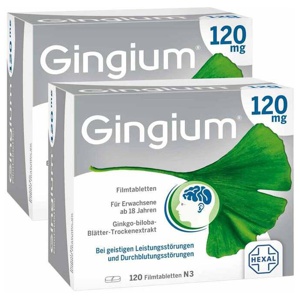 Gingium 120 mg Filmtabletten, 2x120 St Filmtabletten Produktbild
