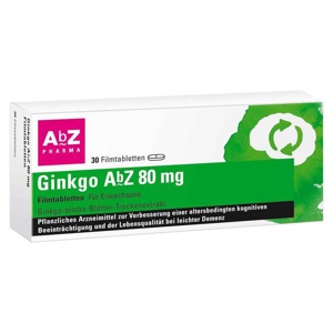Ginkgo AbZ 80 mg Filmtabletten, 30 St Filmtabletten Produktbild