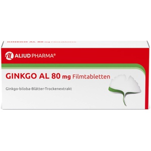 Ginkgo AL 80 mg Filmtabletten bei altersbedingten Gedächtniseinbußen mit leichter Demenz Produktbild