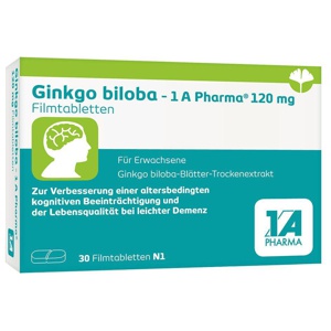 GINKGO BILOBA-1A Pharma 120 mg Filmtabletten Produktbild