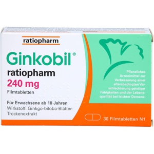 GINKOBIL-ratiopharm 240 mg Filmtabletten Produktbild