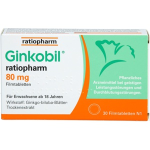 GINKOBIL-ratiopharm 80 mg Filmtabletten Produktbild