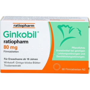GINKOBIL-ratiopharm 80 mg Filmtabletten Produktbild