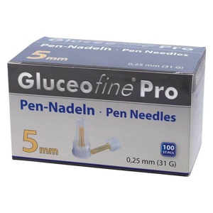 Gluceofine® Pro Pen-Nadeln 31 G 0,25x5 mm, 100 St Kanüle Produktbild
