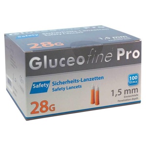 Gluceofine® Pro Safety Sicherheits-Lanzetten 28 G 1,5 mm, 100 St Lanzetten Produktbild