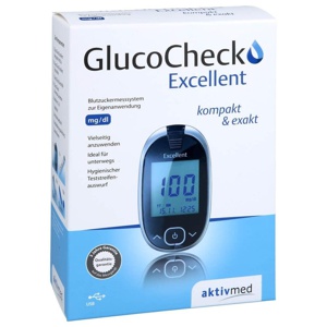 GLUCO CHECK Excellent Blutzuckermessgerät Set mg/dl 1 St Produktbild
