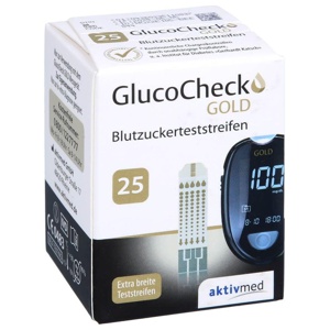 GLUCO CHECK GOLD Blutzuckerteststreifen 25 St Teststreifen Produktbild