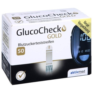 GLUCO CHECK GOLD Blutzuckerteststreifen 50 St Teststreifen Produktbild