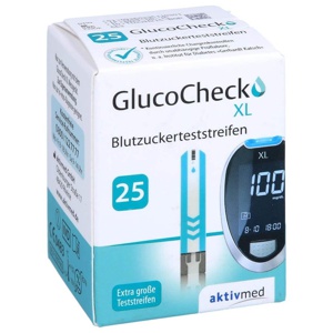 GLUCO CHECK XL Blutzuckerteststreifen 25 St Teststreifen Produktbild
