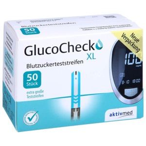 GLUCO CHECK XL Blutzuckerteststreifen 50 St Teststreifen Produktbild