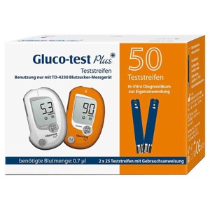 Gluco-test Plus Teststreifen, 50 St Teststreifen Produktbild