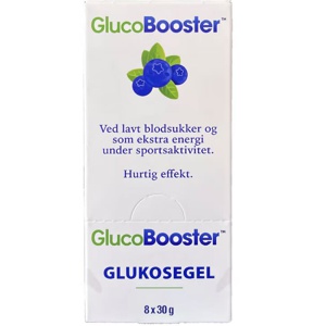 GlucoBooster Glukosegel Blåbær 8x30 g produktbilde