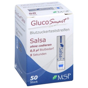 GLUCOSMART Salsa Blutzuckerteststreifen Dose 50 St Teststreifen Produktbild