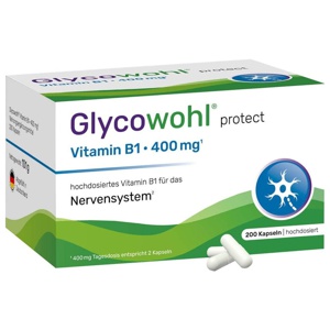 Glycowohl Vitamin B1 Thiamin 400 mg hochdosiert 200 St Kapseln Produktbild