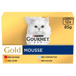 Gourmet Gold Mousse Kött & Fisk 12 x 85 g produkt bild