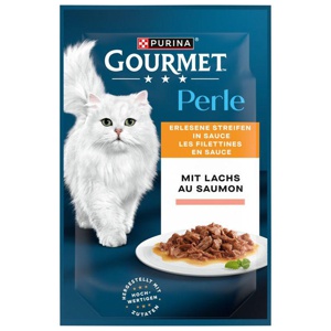 Nassfutter Katze mit Lachs, Perle - erlesene Streifen in Sauce, 85 g Produktbild