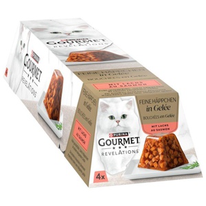 GOURMET REVELATIONS Nassfutter Katze Feine Häppchen in Gelée 4 x 57 g Lachs Produktbild