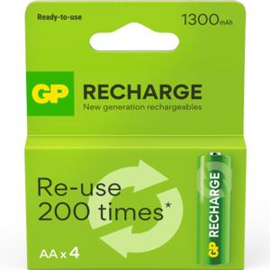 GP Batteries Recharge AA-batteri 1300mAh 4 st produkt bild