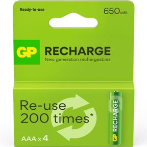 GP Batteries Recharge AAA-batteri 650mAh 4 st produkt bild