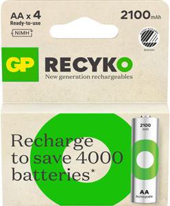 GP ReCyko AA 2100mAh laddningsbara 4-pack produkt bild