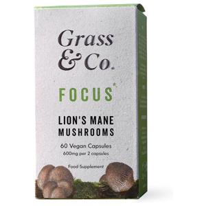Grass & Co. FOCUS Lion's Mane Mushrooms with Ginseng + Omega-3 60 Vegan Capsules product image