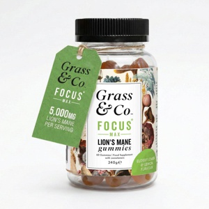Grass & Co. FOCUS MAX 5000mg Lions Mane Elderflower & Lemon Gummies 60 Gummies product image
