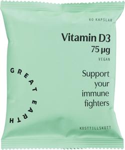 Great Earth Vitamin D3 75 µg 60 kapslar Refill produkt bild