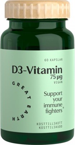 Great Earth Vitamin D3 Vegan 3000 I.E 60 kap produktbilde