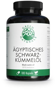 GREEN NATURALS ÄGYPTISCHES SCHWARZKÜMMELÖL 180 St Kapseln Produktbild