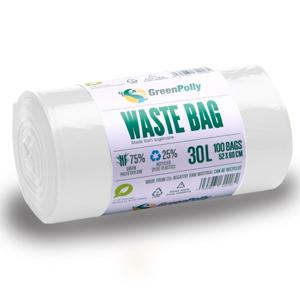 GreenPolly Avfallspåse Vit 30 liter 100 st produkt bild
