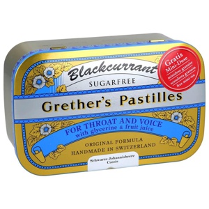 Grether´s Pastilles Blackcurrant SILBER FÜR HALS & STIMME zuckerfrei 440 g Pastillen Produktbild