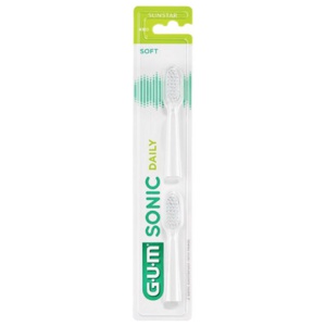 Gum Sonic Daily elektrisk tannbørstehode refill hvit 2 stk produktbilde