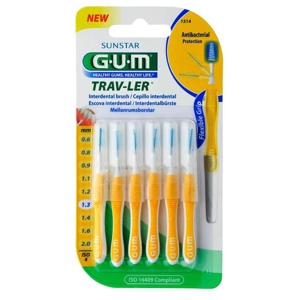 GUM TRAV-LER 1,3mm Tanne gelb Interdental+6Kappen Produktbild