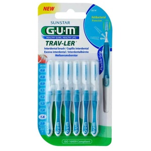 GUM TRAV-LER 1,6mm Tanne blau Interdental+6Kappen 6 St Zahnbürste Produktbild