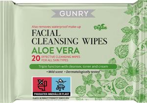 Gunry Facial cleansing wipes aloe vera 20 st produkt bild