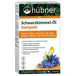 Hübner Schwarzkümmel-Öl Kompakt Kapseln, 30 St Kapseln Produktbild