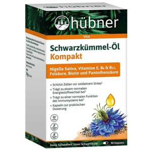 Hübner Schwarzkümmel-Öl Kompakt Kapseln, 90 St Kapseln Produktbild