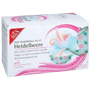 H&S Wohlfühltee Heidelbeere mit B-Vitaminen, Zink und Selen 20X2.5 g Filterbeutel Produktbild
