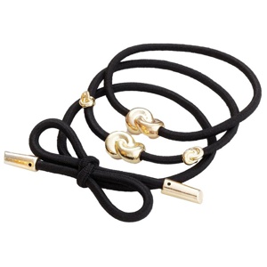 Hair Tie Metal Details 3-Pack Black produkt bild
