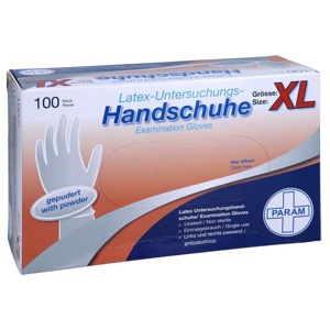 HANDSCHUHE Einmal Latex gepudert XL 100 St Handschuhe Produktbild