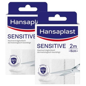 Hansaplast Sensitive Pflaster hypoallergen 6 cmx2 m, 2 St Pflaster Produktbild
